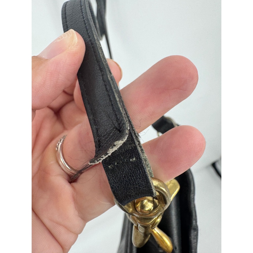 Coach Crossbody Bag Women OS Black Vintage Leather Brass Hardware Slim Handbag - Picture 11 of 16